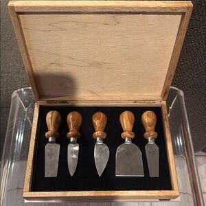 Olive Wood Cheese Knife Set in Box by Fama Maniago in Italy I